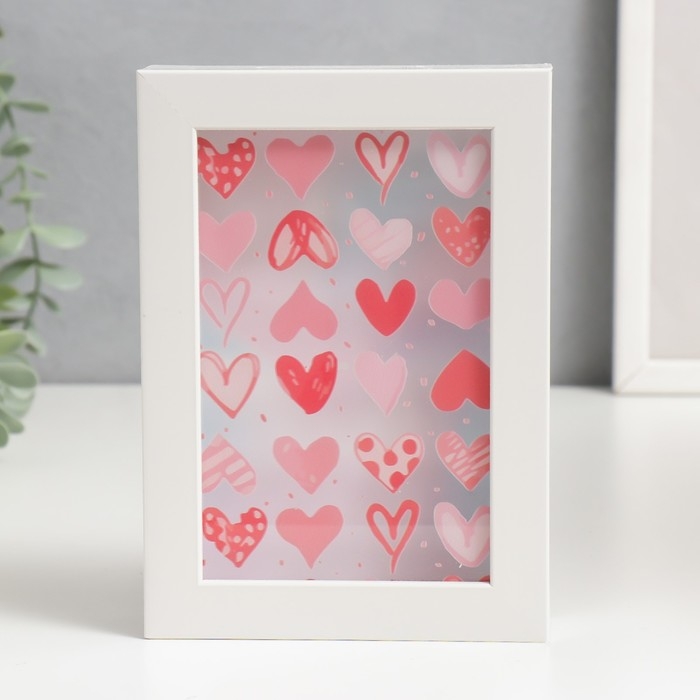 Копилка интерьерная пластик Копилка интерьерная пластик "Нарисованные сердца" 17х12х3,8 см