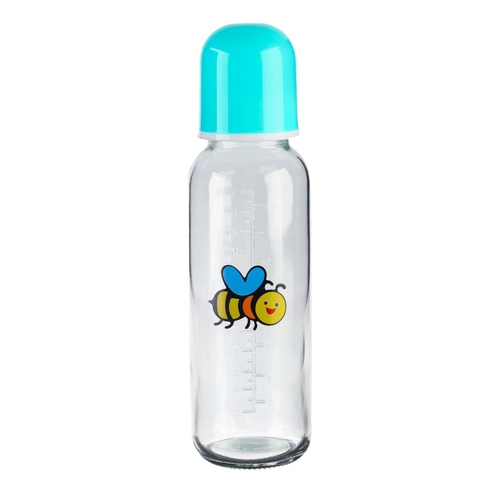 Бутылочка для кормления, классическое горло, стеклянная, средний поток, 240 мл., цвет МИКС