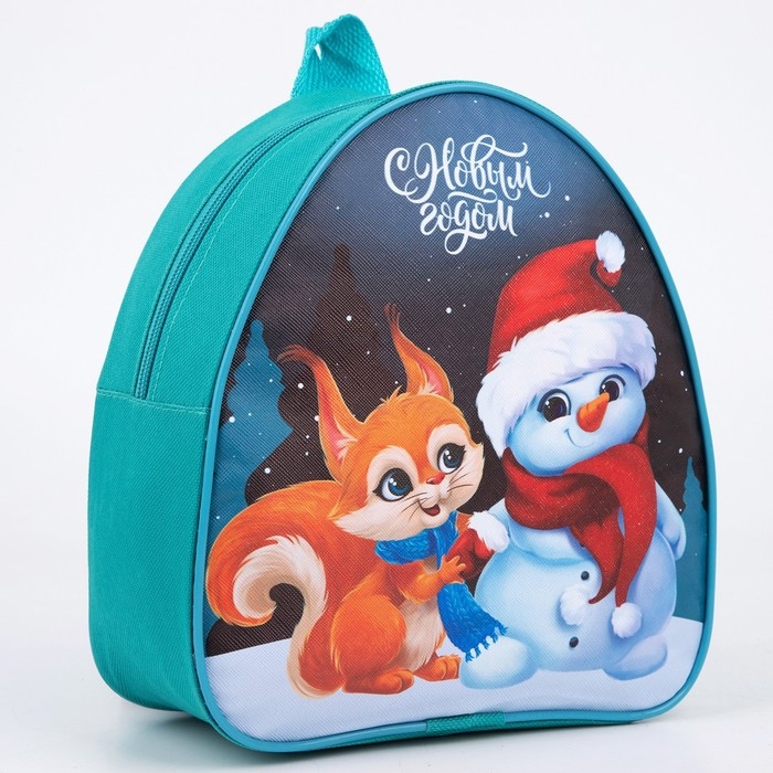 Новогодний детский рюкзак &laquo;С Новым годом&raquo; ,снеговик и лисёнок