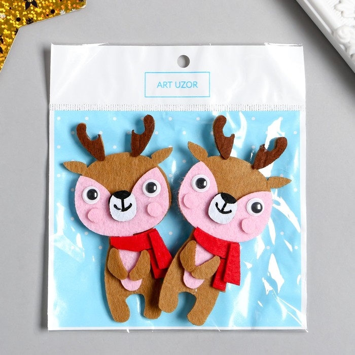 Декор для творчества войлок Декор для творчества войлок "Оленёнок в шарфике" 9,5х5,2 см