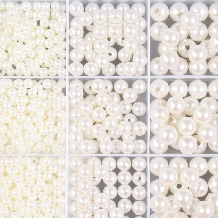 Бусины в шкатулке "Жемчужные" 12 делений 10х13,5х1,8 см