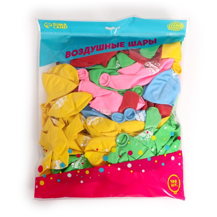 Воздушный шар латексный 12" &laquo;С днём рождения&raquo;, звёзды, 100 шт.