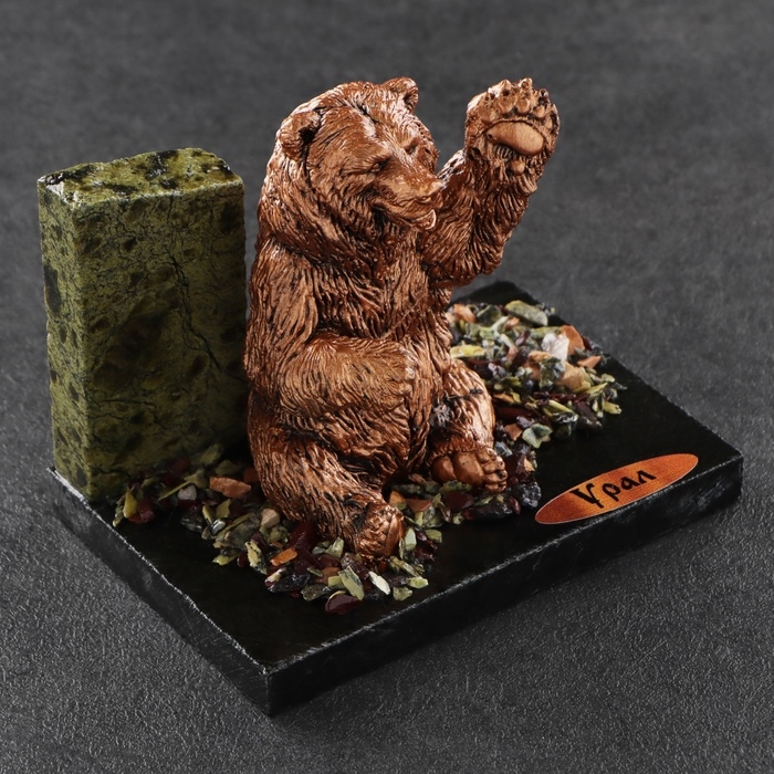 Сувенир Сувенир "Приветливый медведь", 7х10х9 см, змеевик, гипс