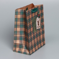 Пакет подарочный новогодний крафтовый вертикальный &laquo;For man&raquo;, MS 18 х 23 х 10 см, Новый год