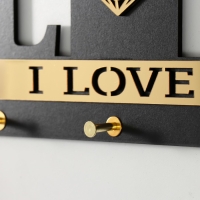 Крючки декоративные дерево "Дом с сердцем" чёрный, зеркальный 2,8х33,8х16,8 см Крючки декоративные дерево "Дом с сердцем" чёрный, зеркальный 2,8х33,8х16,8 см