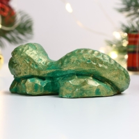 Новый год. Символ 2025. Фигура "Змееныш" зеленый с позолотой, 8х4х3см