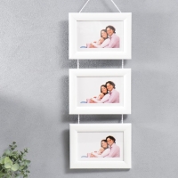 Фоторамка на 3 фото 10х15 см подвесная белый (пластиковый экран) Фоторамка на 3 фото 10х15 см подвесная белый (пластиковый экран)
