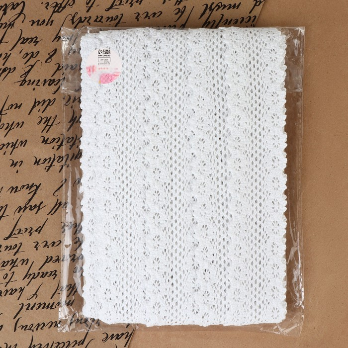 Кружево вязаное, 45 мм &times; 10 &plusmn; 1 м, цвет белый