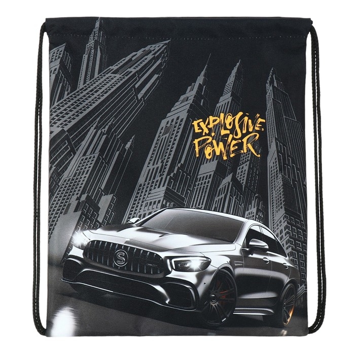 Мешок для обуви 435 х 360 мм, Stavia (плотность 600D с водоотталкивающей ПУ-пропиткой) "Монохром" чёрный