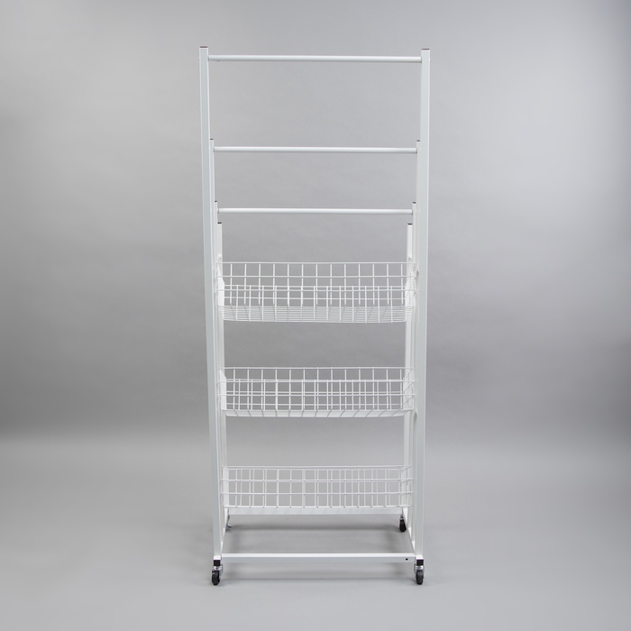 Стойка под зонты, разборная, 3 наклонные корзины, 3 яруса, 60&times;40&times;150 см, цвет белый