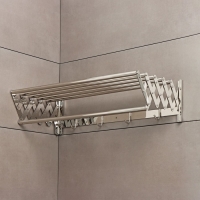 Полка выдвижная с держателем полотенец, 4 крючка 14,5&times;12(35)&times;58,5 см