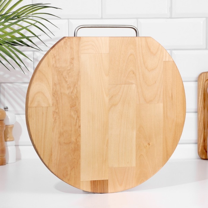 Доска разделочная и сервировочная Доска разделочная и сервировочная "Круг" большая (металлическая ручка) D=35