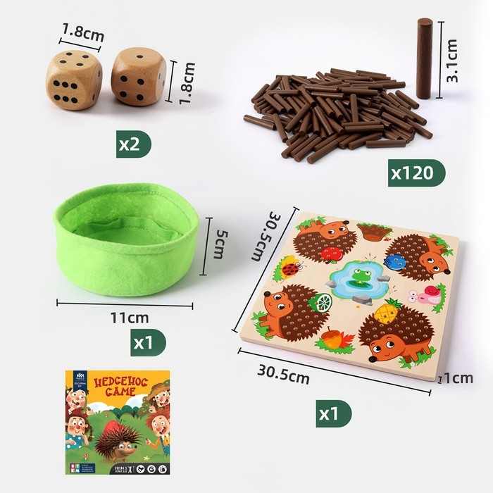 Детская развивающая доска для счёта &laquo;Ёжики&raquo; 30,5 &times; 30,5 &times; 1 см