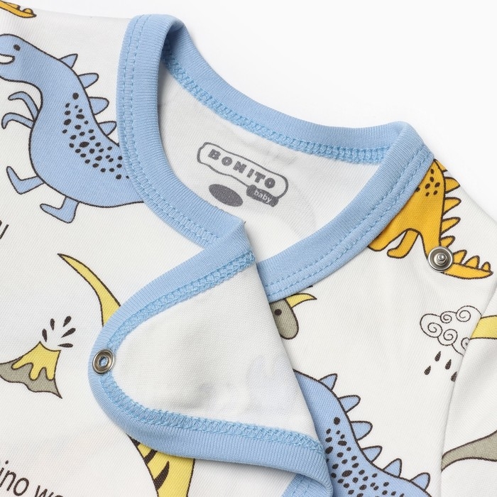 Боди детское, цвет белый/дино, рост 86 см