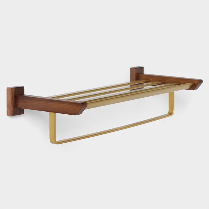 Полка с держателем для полотенец St&ouml;lz H&ouml;lzern Premiere, ореховое дерево, алюминий