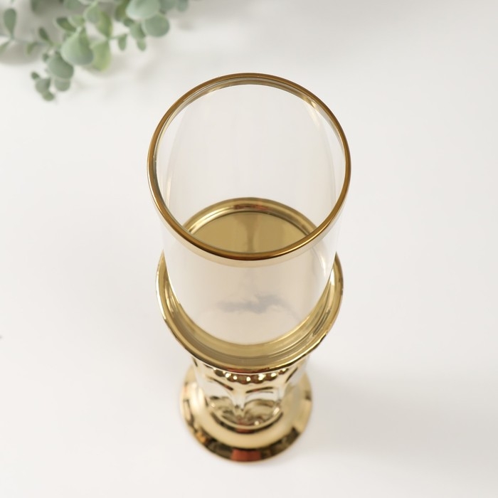 Подсвечник керамика, стекло на 1 свечу Подсвечник керамика, стекло на 1 свечу "Арте" d=7,5 см золото 9х9х37,5 см