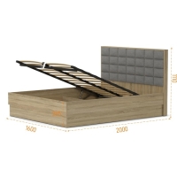 Кровать двуспальная Оливия 1600х2000 с ПМ и орт.основанием дуб сонома/какао рогожка