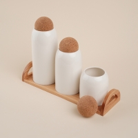 Набор банок фарфоровых для сыпучих продуктов на подставке SL Home «Тренто», 4 предмета: 4 банки 400/650/900 мл, подставка Набор банок фарфоровых для сыпучих продуктов на подставке SL Home «Тренто», 4 предмета: 4 банки 400/650/900 мл, подставка