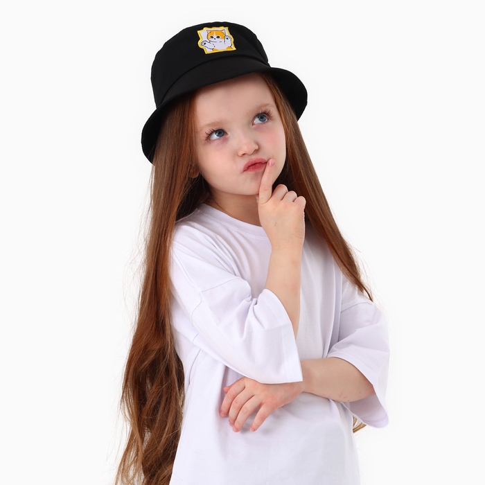 Панама детская &laquo;Кот&raquo;, цвет чёрный, р-р 54