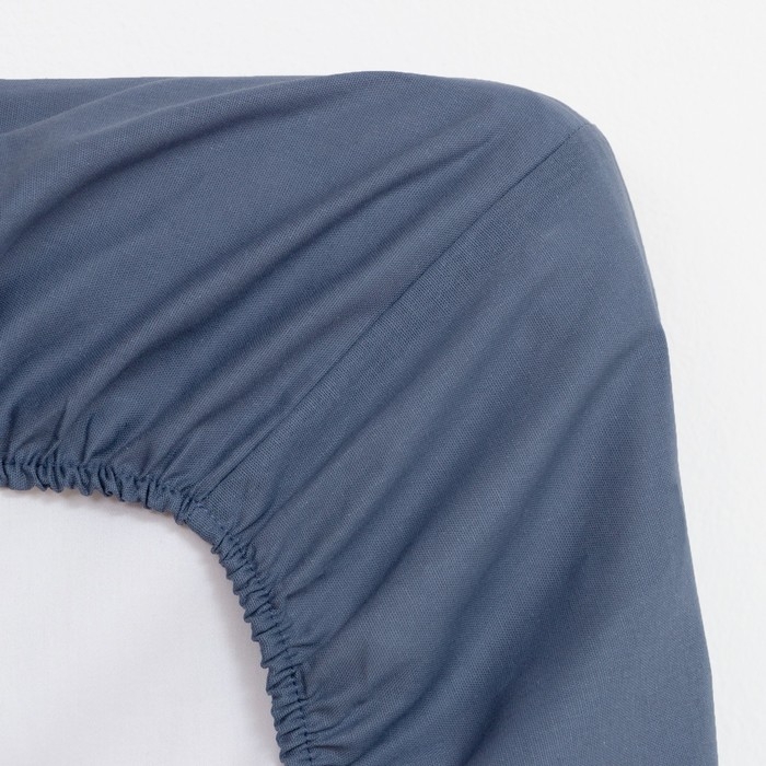 Простыня на резинке Этель 180х200х25, цвет синий, 100% хлопок, бязь 125г/м2