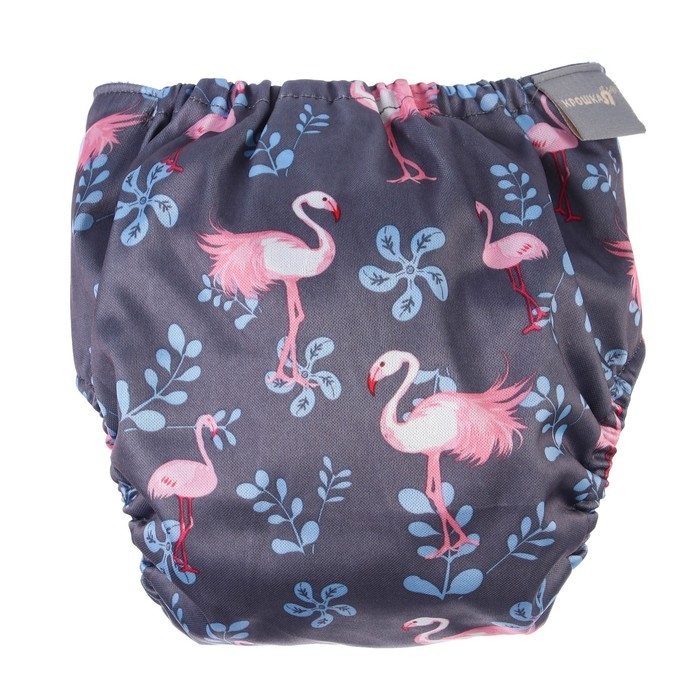 Многоразовый подгузник «Фламинго», 3-15 кг, угольно-бамбуковая ткань, цвет серый, Крошка Я Многоразовый подгузник «Фламинго», 3-15 кг, угольно-бамбуковая ткань, цвет серый, Крошка Я