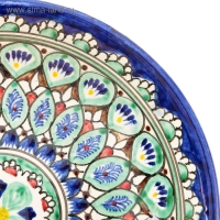 Тарелка Риштанская Керамика "Узоры", синяя, глубокая, микс,  20 см