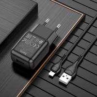 Сетевое зарядное устройство Hoco C96A, 1 USB, 2.1 А, кабель Lightning - USB, 1 м, чёрное Сетевое зарядное устройство Hoco C96A, 1 USB, 2.1 А, кабель Lightning - USB, 1 м, чёрное