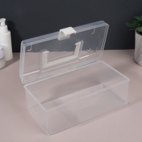 Органайзер для хранения, с крышкой, с ручкой, 23 &times; 13 &times; 9,5 см цвет прозрачный/белый