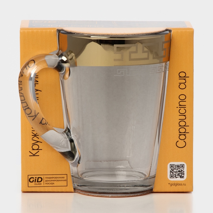 Кружка стеклянная &laquo;Нэро&raquo;, 300 мл, цвет напыления золотой