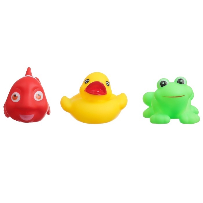 Набор игрушек для ванны Набор игрушек для ванны "На пруду" + сачок + 3 пвх игрушки, Крошка Я