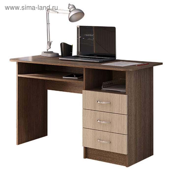 Стол письменный с 3-мя ящиками, 1200 &times; 570 &times; 750, Ясень шимо темный/Ясень шимо светлый