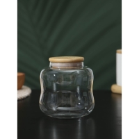 Банка стеклянная для хранения сыпучих продуктов BellaTenero &laquo;Эко. Изгиб&raquo;, 700 мл, 10,5&times;11,5 см, с бамбуковой крышкой