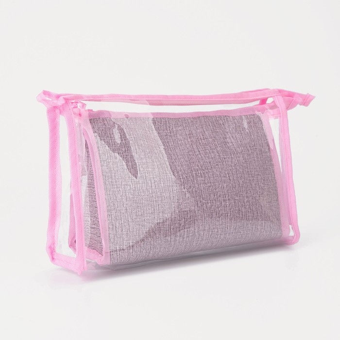 Набор косметичек 2 в 1 на молниях, цвет розовый