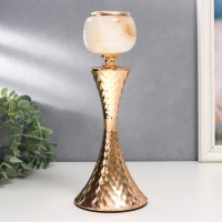 Подсвечник металл на 1 свечу "Рельефный геометрический узор" золото 28х11х11 см Подсвечник металл на 1 свечу "Рельефный геометрический узор" золото 28х11х11 см