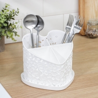 Подставка под столовые приборы «Сердце», 17×18,5×15,5 см, цвет белый Подставка под столовые приборы «Сердце», 17×18,5×15,5 см, цвет белый