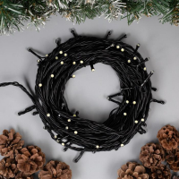 Гирлянда &laquo;Нить&raquo; 10 м, IP44, УМС, тёмная нить, 72 SMD-LED, свечение белое, 220 В