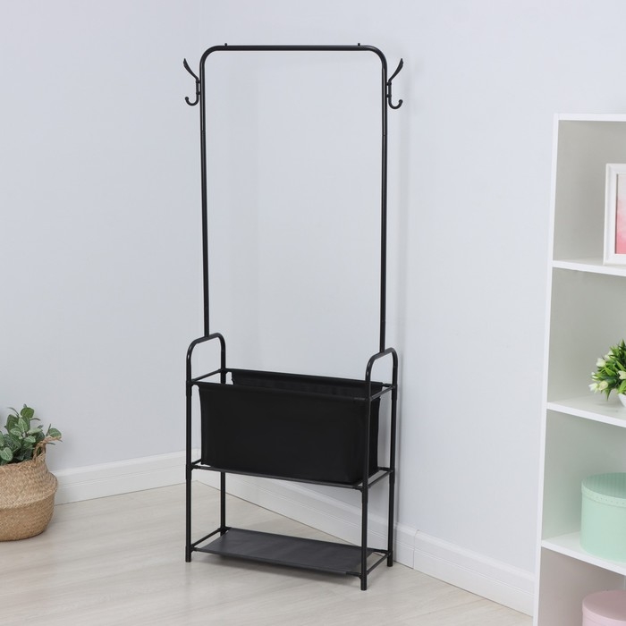 Вешалка - стойка напольная для одежды LaDо́m, с полками для хранения, 60&times;26&times;160 см, цвет чёрный