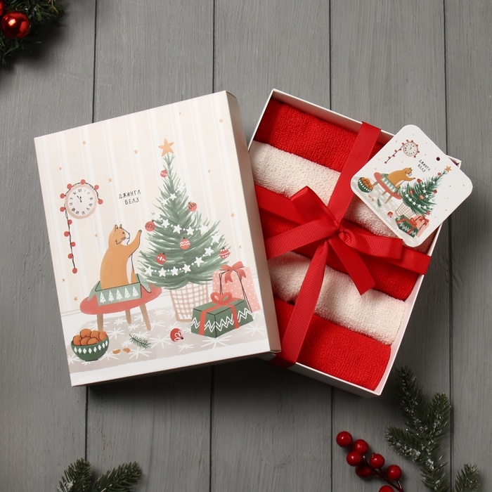 Набор махровых полотенец Этель Набор махровых полотенец Этель "Котик" 30х30 см -5шт, 100% хл, 340гр/м2