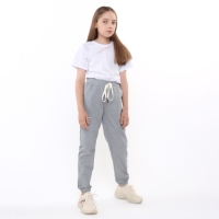 Брюки спортивные для девочек, цвет серый, рост 146 см
