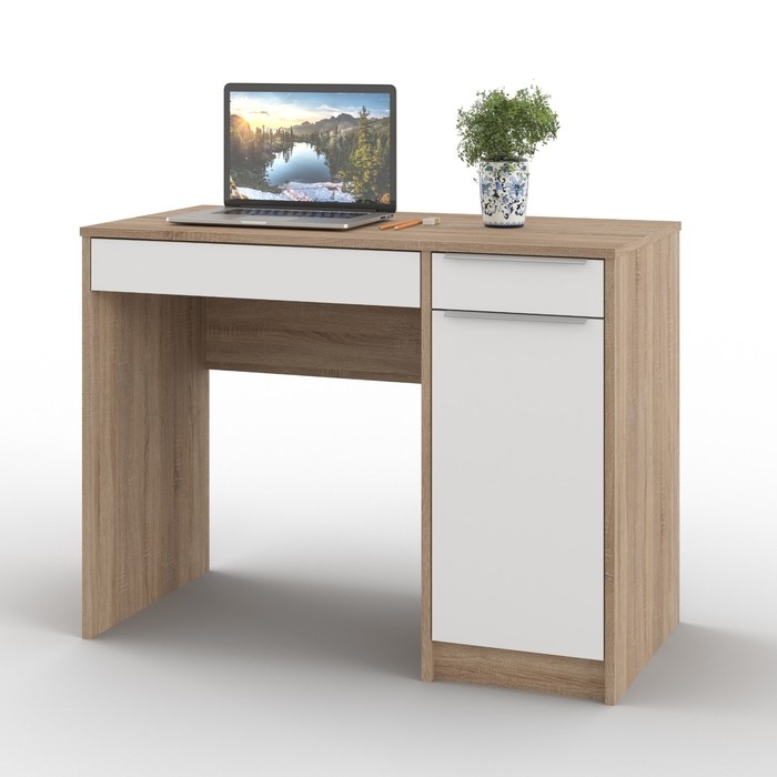 Стол письменный Нордик, 1000х500х750, Дуб сонома/Белый