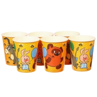 Набор одноразовой бумажной посуды, на 6 персон "С днем рождения!", Союзмультфильм