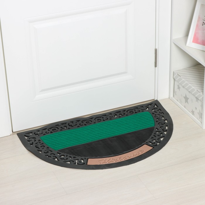 Коврик придверный Доляна Welcome, полукруглый, 50&times;80 см, цвет МИКС