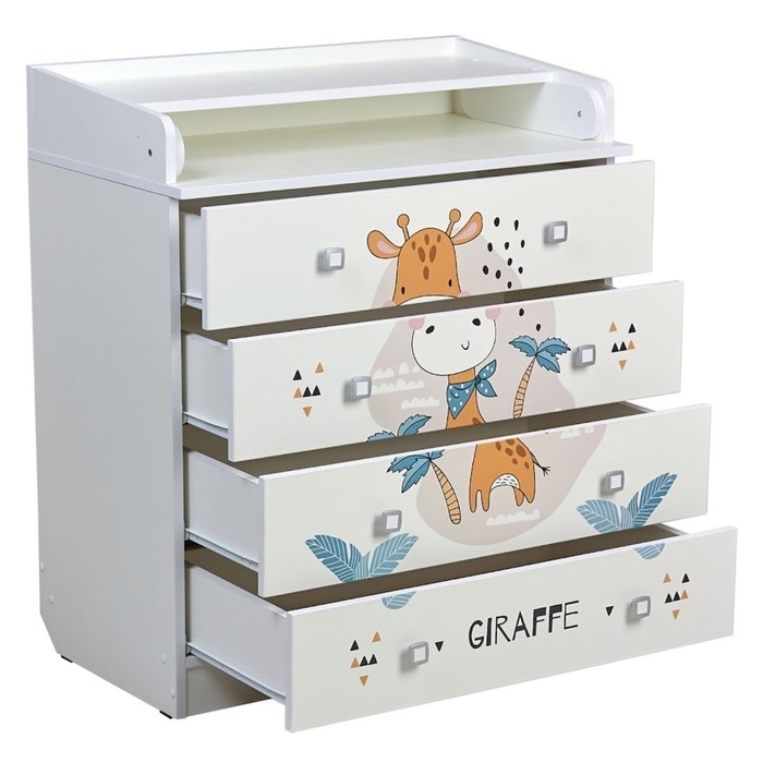 Комод пеленальный детский Фея 1580 &laquo;Жирафик&raquo;, 80х47х92 см., 4 ящика, цвет белый