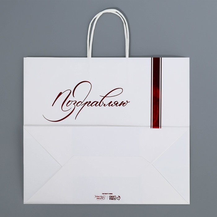 Пакет подарочный крафтовый, упаковка, &laquo;Поздравляю&raquo;, 32 х 28 х 15 см