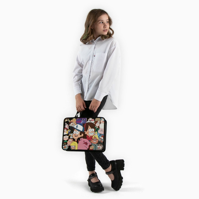 Папка пластиковая с ручками А4, на молнии, 75х330х260 мм, Гравити Фолз Папка пластиковая с ручками А4, на молнии, 75х330х260 мм, Гравити Фолз