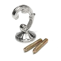 Крючок для штор KS002, однорожковый, цвет хром