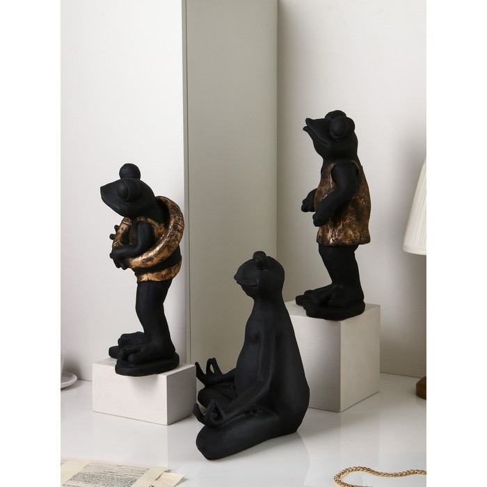 Набор фигур &laquo;Лягушки&raquo;, полистоун, 38 см, цвет чёрно-золотой