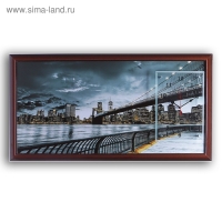 Часы-картина настенные, серия: Город, "Бруклинский мост", 50 х 100 см Часы-картина настенные, серия: Город, "Бруклинский мост", 50 х 100 см