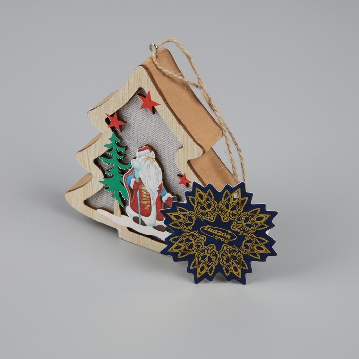 Ёлочная игрушка &laquo;Ёлочка с Дедом Морозом&raquo;, от батареек, свечение тёплое белое