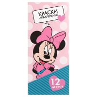 Акварель медовая &laquo;Минни&raquo; Минни Маус, 12 цветов, в картонной коробке, без кисти